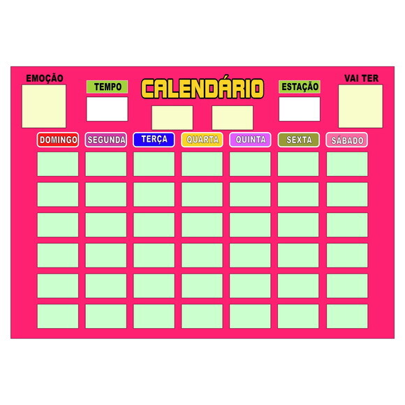 Calendário Infantil Montado em Metal Magnético - Rosa