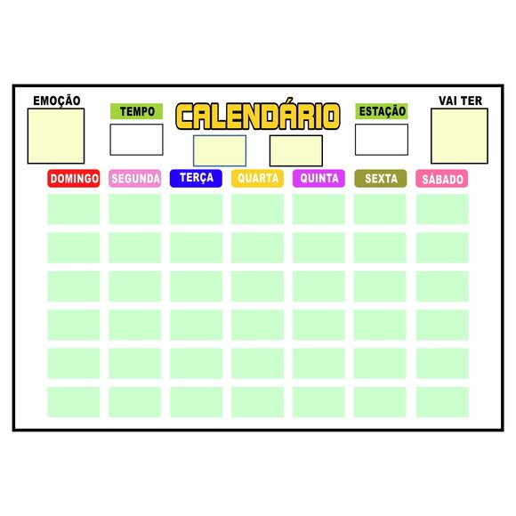 Calendário Infantil Montado em Metal Magnético - Branco