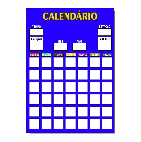 Calendário Lousa Organizador Educativo + Caneta Imã - Azul