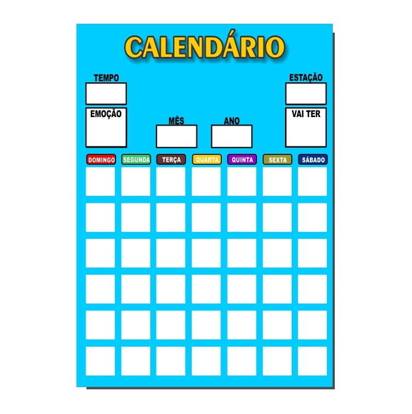 Calendário Lousa Organizador Educativo + Caneta Imã - Azul
