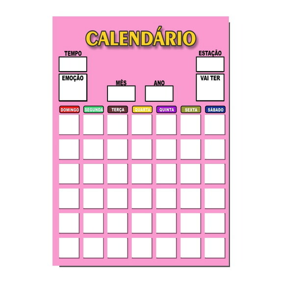 Calendário Lousa Organizador Educativo + Caneta Imã - Rosa