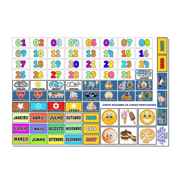Calendário Magnético Educacional Infantil + de 70 Elementos