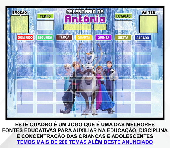 Calendário Magnético Montado Personalizado - Frozen