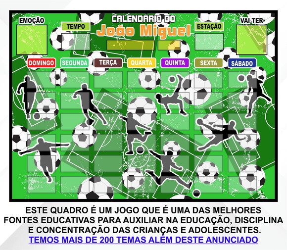 Calendário Magnético Montado Personalizado - Futebol