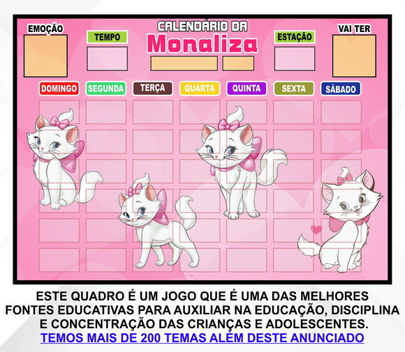 Calendário Magnético Montado Personalizado - Gatinha Marie