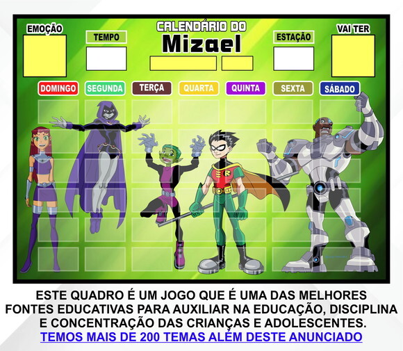 Calendário Magnético Montado Personalizado - Jovens Titãs
