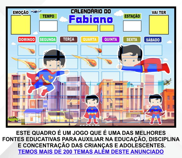 Calendário Magnético Montado Personalizado - Superman Cute