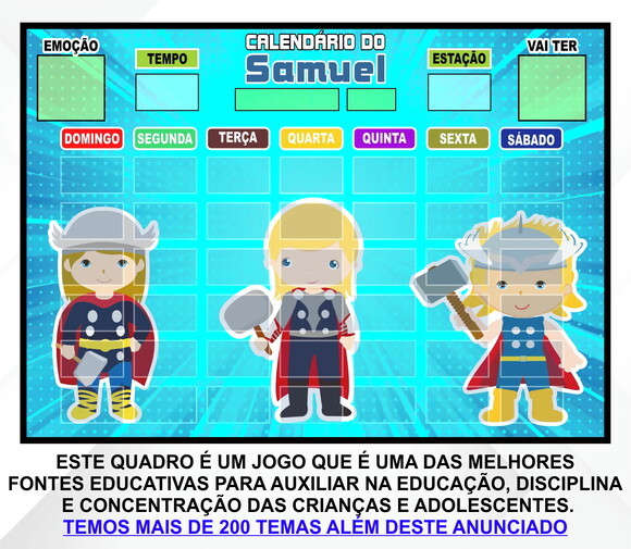 Calendário Magnético Montado Personalizado - Thor Cute