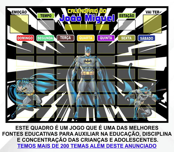 Calendário Magnético Montado Personalizado Batman
