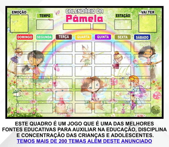 Calendário Magnético Montado Personalizado Bosque Encantado