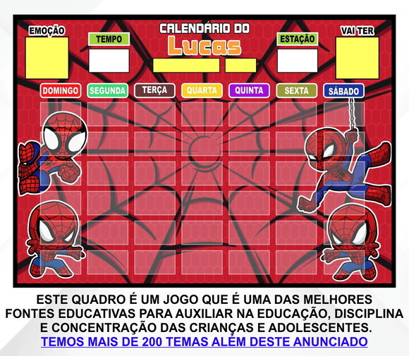 Calendário Magnético Personalizado Homem Aranha Baby