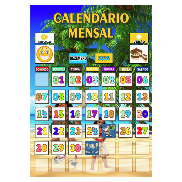 Calendário Mensal Montável Vertical - Magnético - Moana