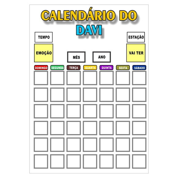 Calendário Mensal Vertical - Ímã -personalizado -a3 - Branco