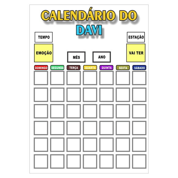 Calendário Mensal Vertical -personalizado - Ímã -branco