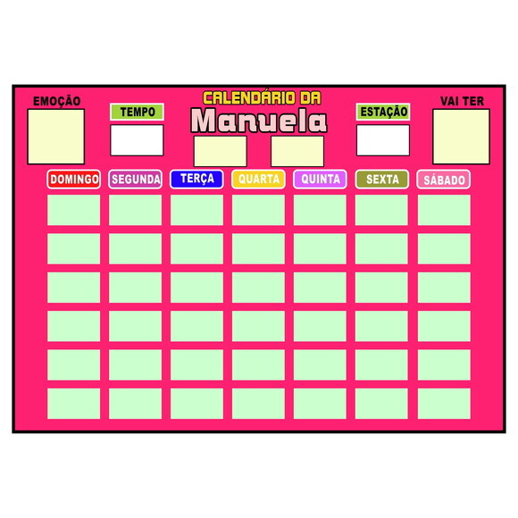 Calendário Montado Ímã Personalizado - Grande - Rosa