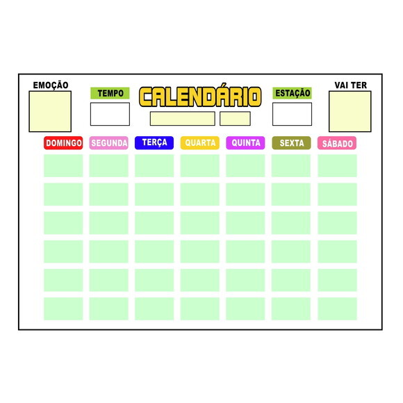 Calendário Montado Magnético (grande) - Fundo Azul Claro