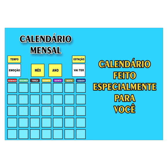 Calendário Montado Magnético Infantil - Azul