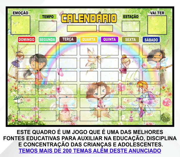 Calendário Montado Magnético Infantil - Bosque Encantado