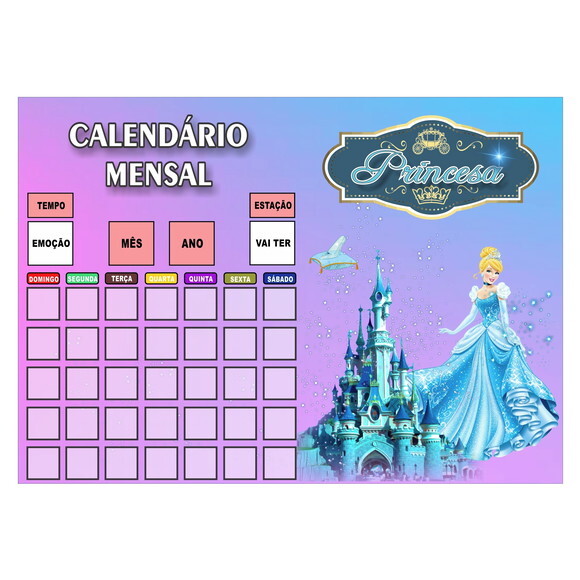 Calendário Montado Magnético Infantil - Cinderela