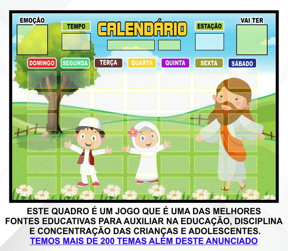 Calendário Montado Magnético Infantil - Cristãozinho