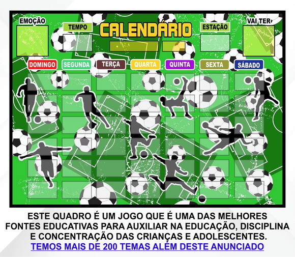Calendário Montado Magnético Infantil - Futebol