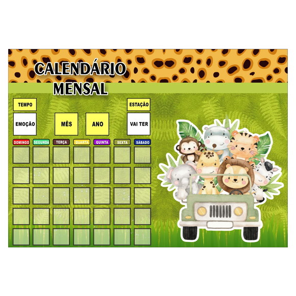 Calendário Montado Magnético Infantil - Safari