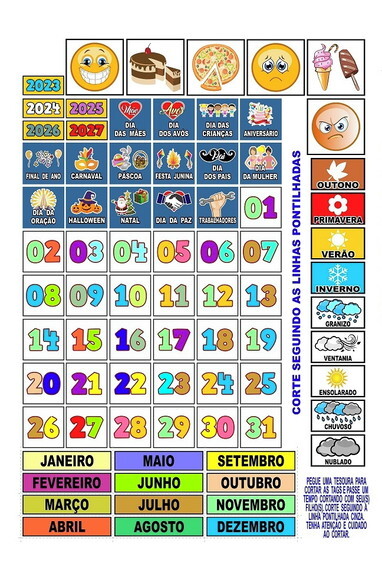 Calendário Montado Magnético Infantil - Safari