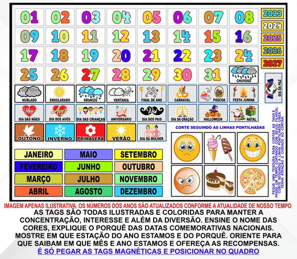 Calendário Montado Magnético Infantil - Vingadores Cute