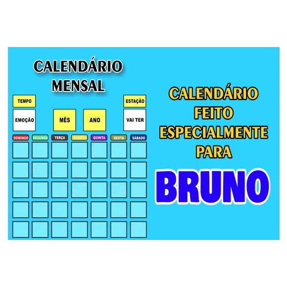Calendário Montado Magnético Infantil Personalizado - Azul