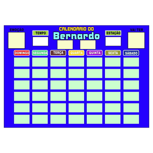 Calendário Montado Personalizado em Metal Magnético - Azul