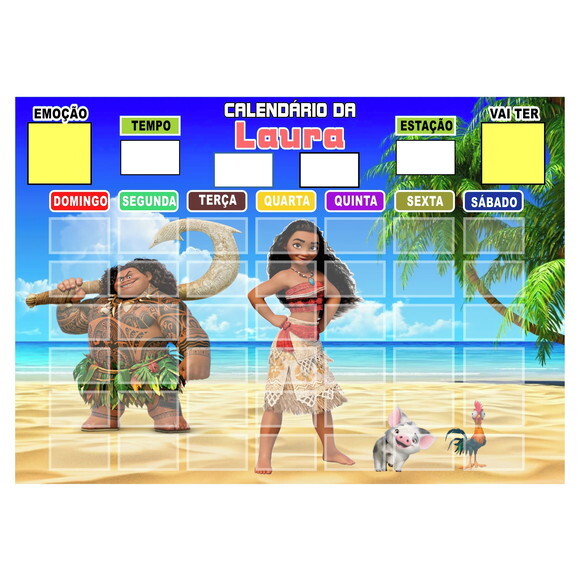 Calendário Montado Personalizado em Metal Magnético - Moana