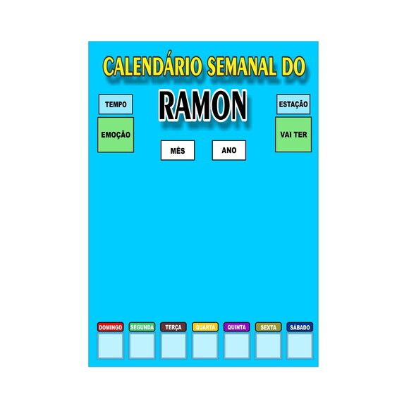 Calendário Semanal Vertical - Ímã - Personalizado- A3 - Azul