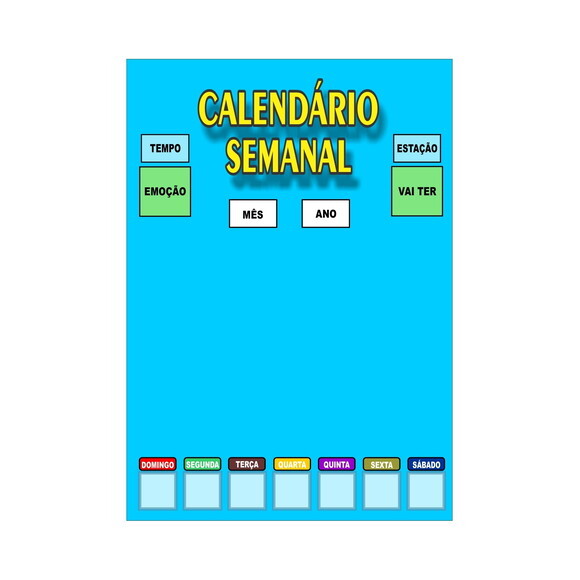 Calendário Semanal Vertical - Magnético - Grande - Azul