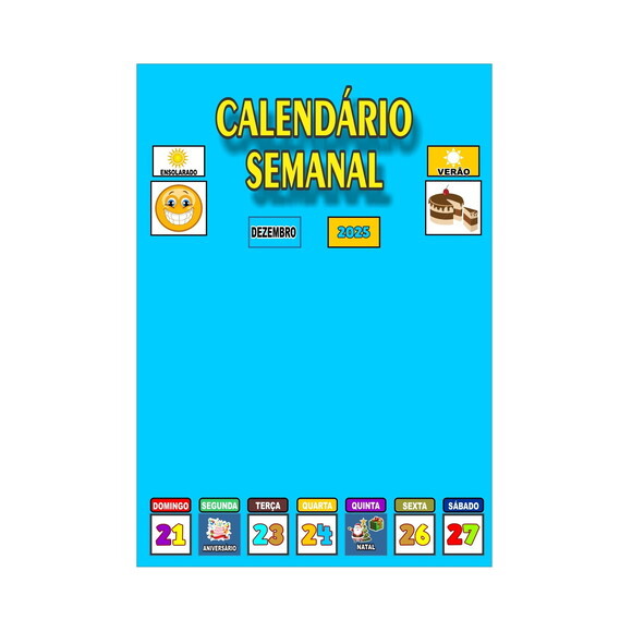 Calendário Semanal Vertical - Magnético - Grande - Azul