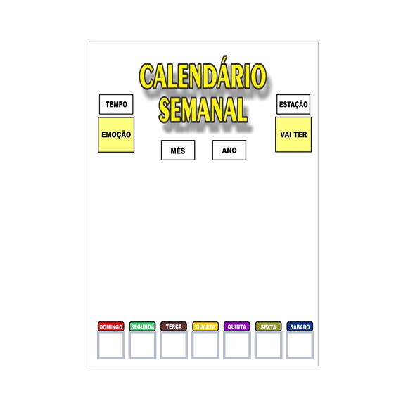 Calendário Semanal Vertical - Magnético - Grande - Branco
