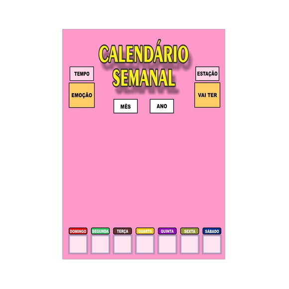 Calendário Semanal Vertical - Magnético - Grande - Rosa