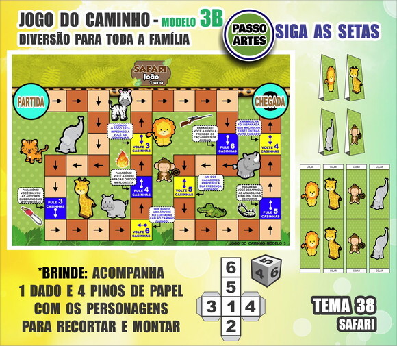 Jogo de Tabuleiro Caminho - Personalizado M.3b - Safari
