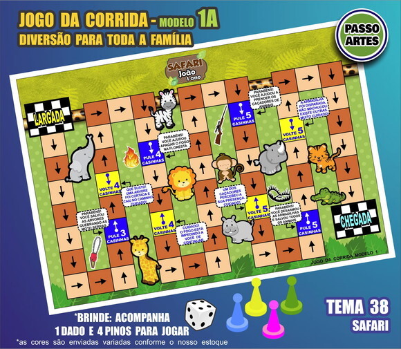 Jogo de Tabuleiro da Corrida - Personalizado M.1a - Safari
