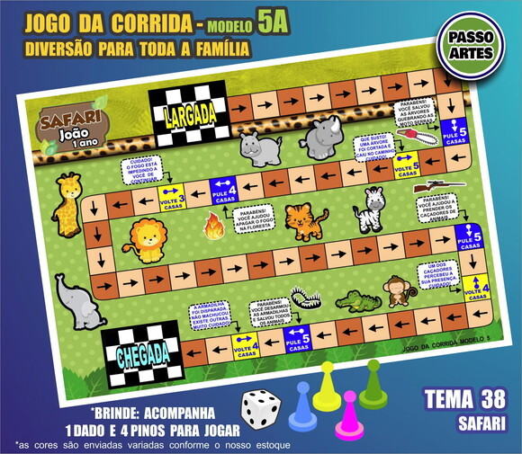 Jogo de Tabuleiro da Corrida - Personalizado M.5a - Safari