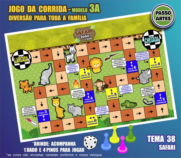 Jogo de Tabuleiro da Corrida - Personalizado M.3a - Safari