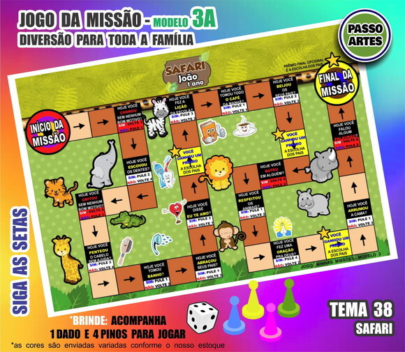 Jogo de Tabuleiro Missão Personalizado Modelo 3a - Safari