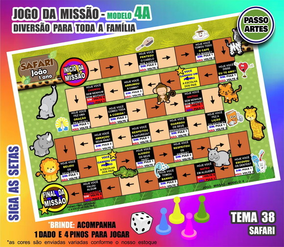 Jogo de Tabuleiro Missão Personalizado Modelo 4a - Safari