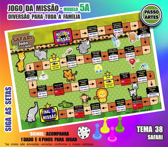 Jogo de Tabuleiro Missão Personalizado Modelo 5a - Safari