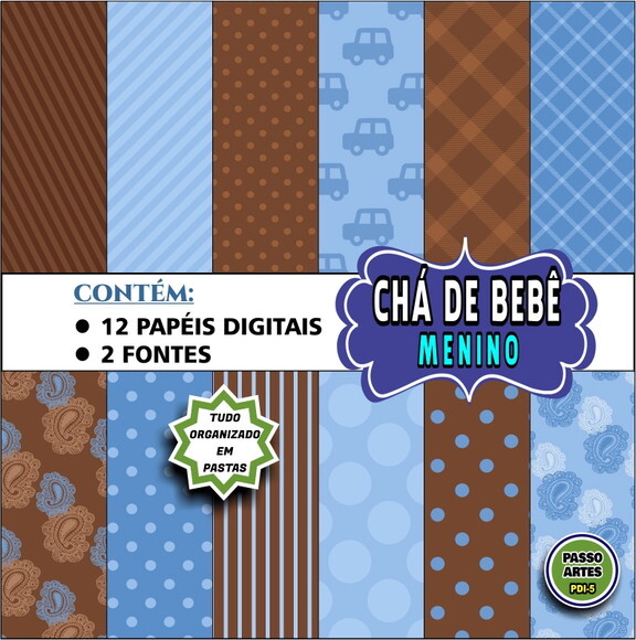 Kit Digital COMPRA 1 E LEVA 2 - CHÁ DE BEBÊ MENINO