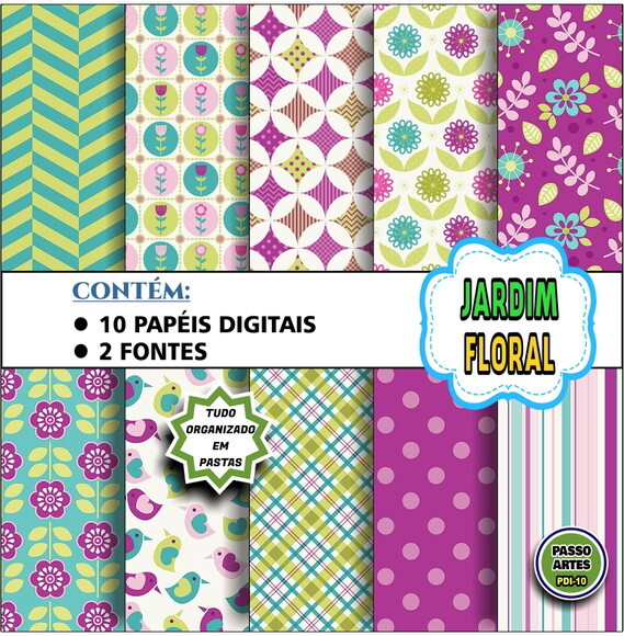 Kit Digital COMPRA 1 E LEVA 2 - JARDIM FLORAL