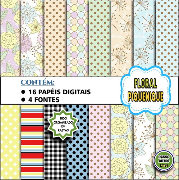 Kit Digital COMPRA 1 E LEVA 2 - FLORAL PIQUENIQUE
