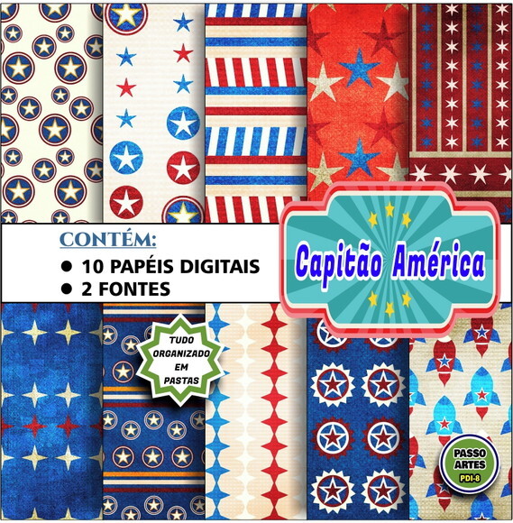 Kit Digital COMPRA 1 E LEVA 3 - CAPITÃO AMÉRICA