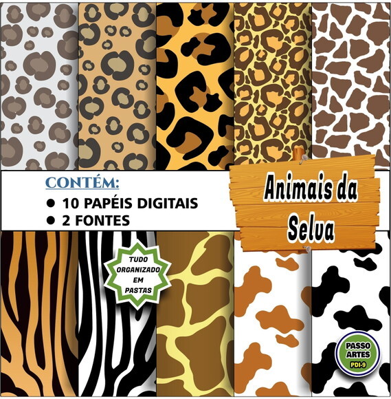 Kit Digital COMPRA 1 E LEVA 3 - ANIMAIS DA SELVA