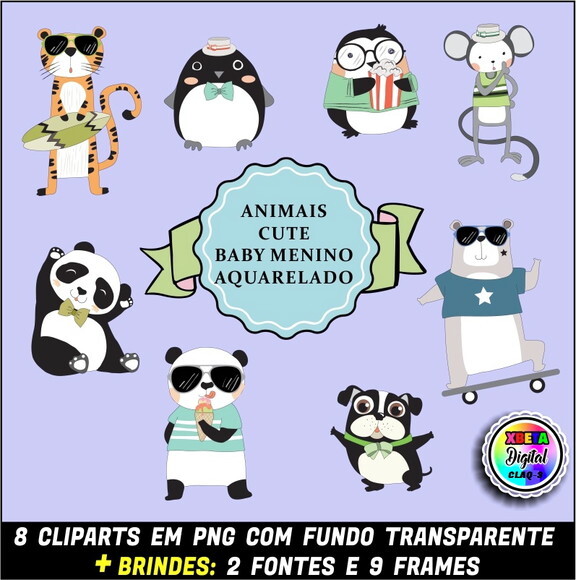 Kit Digital PROMO 2 EM 1 - ANIMAIS GAROTOS