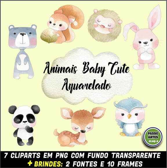 Kit Digital PROMO 2 EM 1 - ANIMAIS CUTE